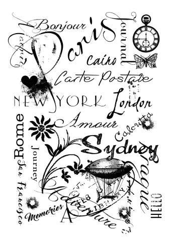 WOODWARE CLEAR STAMPS TRAVEL BACKGROUND - FRS648