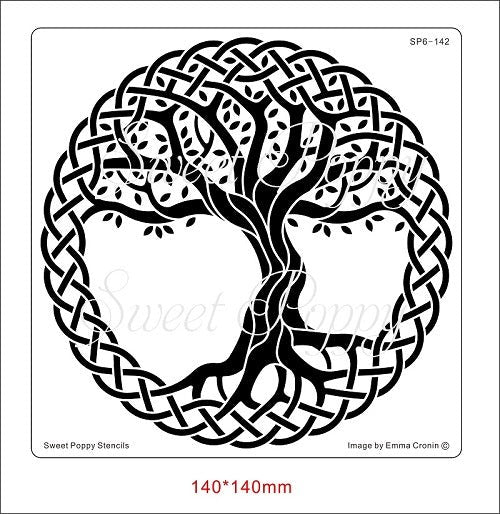 SWEET POPPY STENCIL TREE OF LIFE CIRCLE - SP6-142