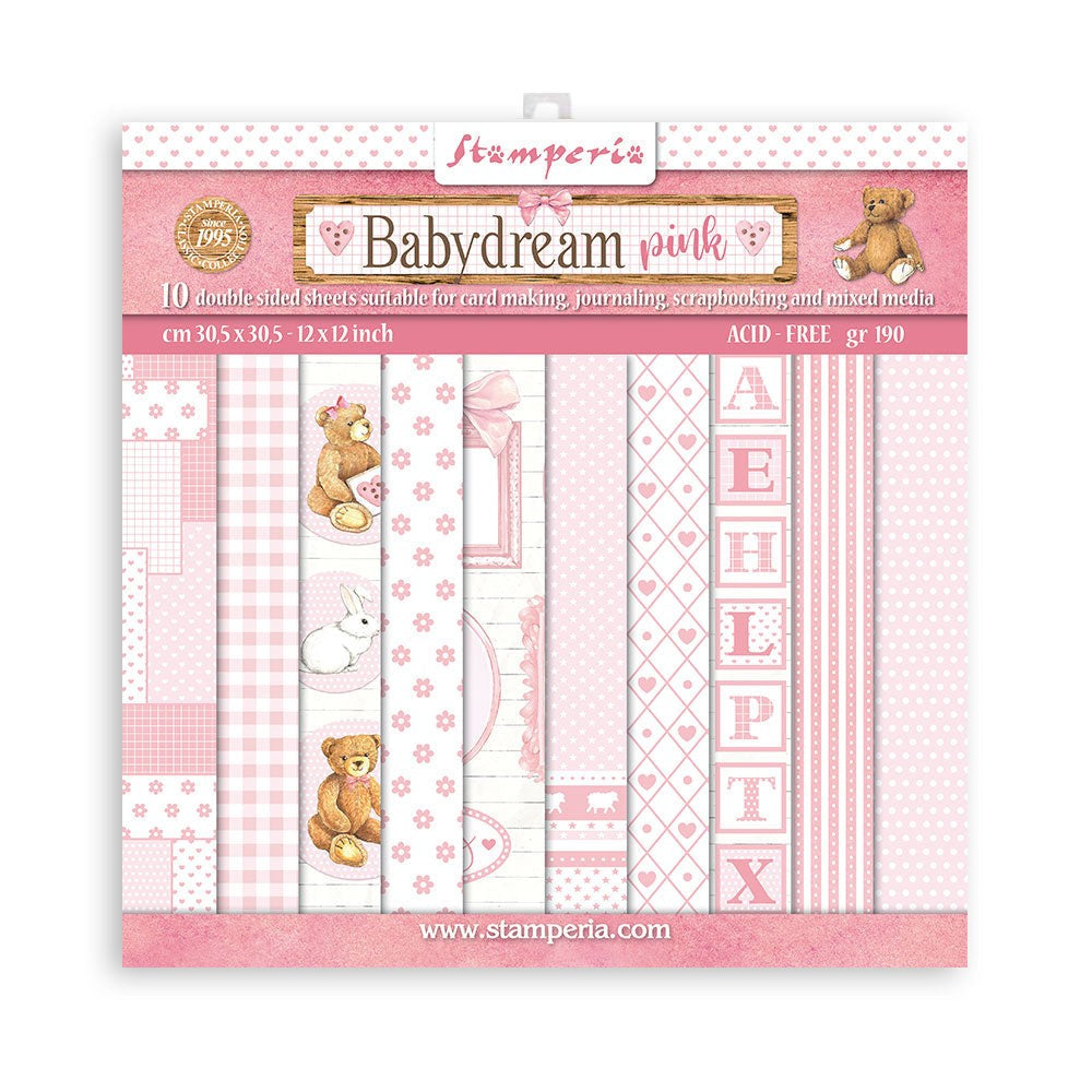 STAMPERIA 8 X 8 PAPER PACK BACKGROUNDS SELECTION - BABYDREAM - SBBS58