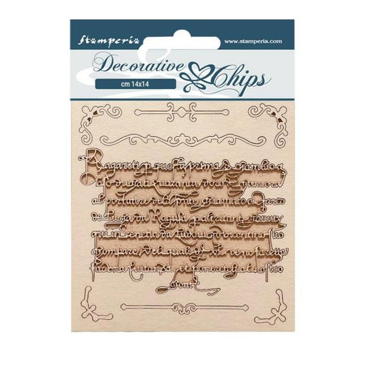 STAMPERIA DECORATIVE CHIPS CM 14X14 - VINTAGE LIBRARY LETTER - SCB163