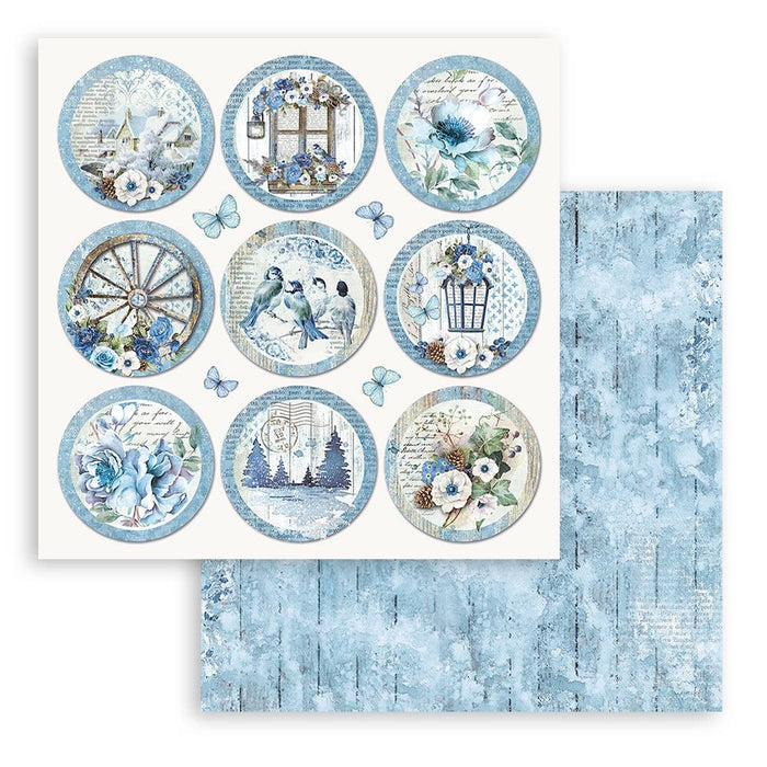 STAMPERIA 12X12 PAPER DOUBLE FACE-BLUE LAND ROUNDS - SBB940
