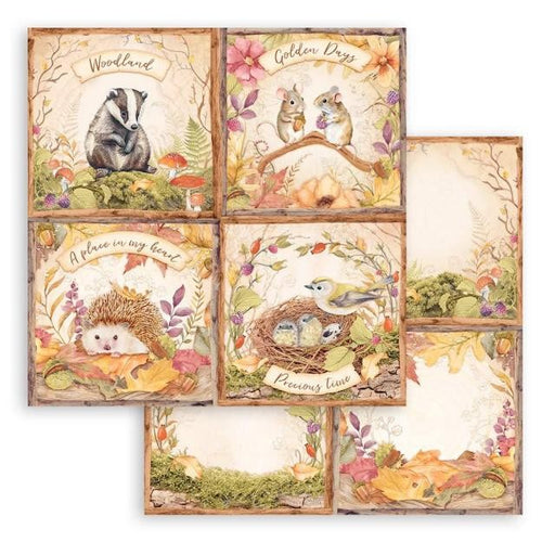 STAMPERIA 12X12 PAPER DOUBLE FACE-WOODLAND 4 CARDS - SBB962