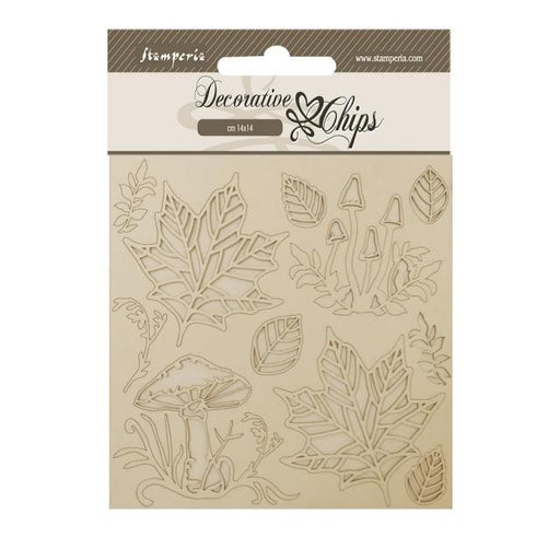 STAMPERIA DECORATIVE CHIPS CM 14X14 - WOODLAND MUSHROOMS AND - SCB190