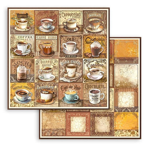 STAMPERIA 12X12 PAPER DOUBLE FACE - COFFEE AND CHOCOLATE TAG - SBB968