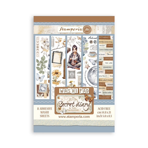 STAMPERIA WASHI PAD 8 SHEETS A5 - CREATE HAPPINESS SECRET DIARY - SBW01