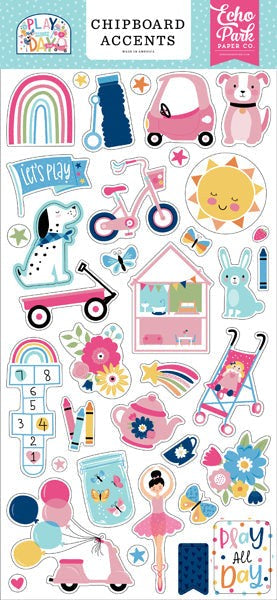 ECHO PARK PLAY ALL DAY GIRL CHIPBOARD ACCENTS - PAG268021