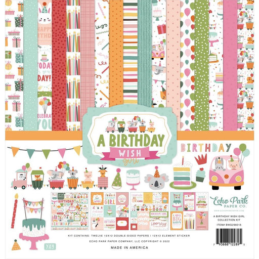 ECHO PARK COLLECTION 12X12 KIT -BDAY WISH GIRL COLL - WG296016