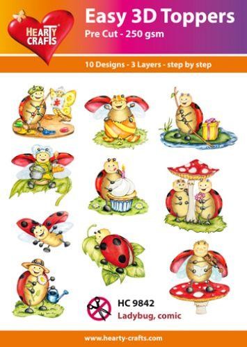 HEARTY CRAFTS EASY 3D TOPPERS LADY BUG COMIC - HC9842