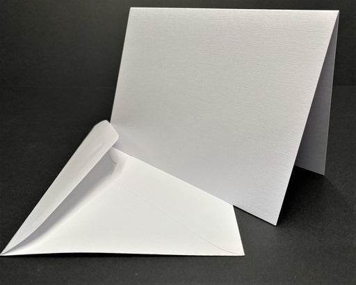 WHITE LINEN SINGLE FOLD CARDS & ENV - PL25 BULK
