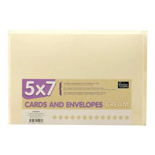 COUTURE CREATIONS 5 X 7 CARD & ENV PK 50 CREAM - CO725816