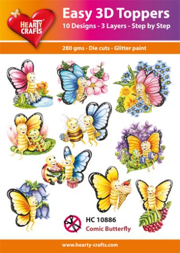 HEARTY CRAFTS EASY 3D TOPPERS COMIC BUTTERFLY