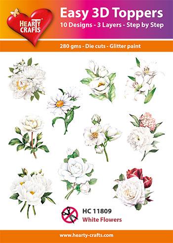 HEARTY CRAFTS EASY 3D TOPPERS WHITE FLOWERS - HC11809