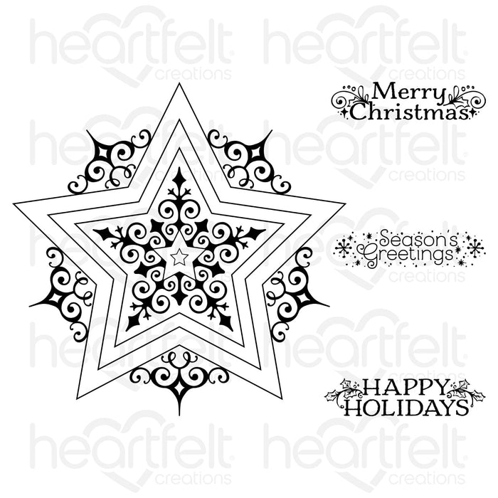 HEARTFELT CREATIONS HOLIDAY STAR CLING STAMP SET - HCPC3993