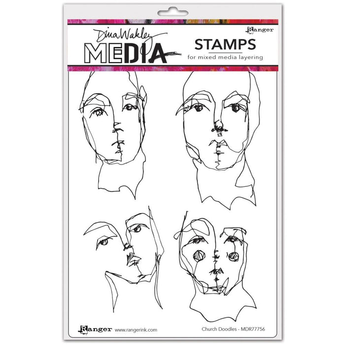 DINA WAKLEY CLING STAMP CHURCH DOODLES - MDR77756