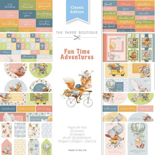 THE PAPER BOUTIQUE FUN TIME ADVENTURES 8 IN X 8 IN PAPER KIT - PB2041