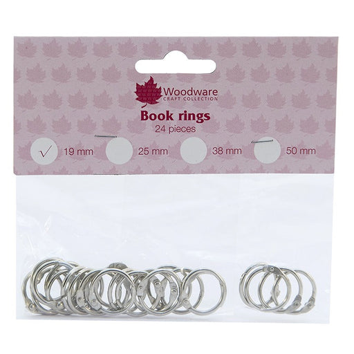 WOODWARE 19MM BOOK RINGS PK 24 - WW2842