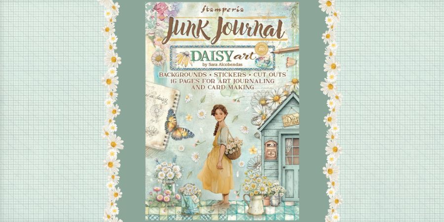 STAMPERIA JUNK JOURNAL STICKERS CUT OUT BACKGROUNDS DAISY ART - SBJK14