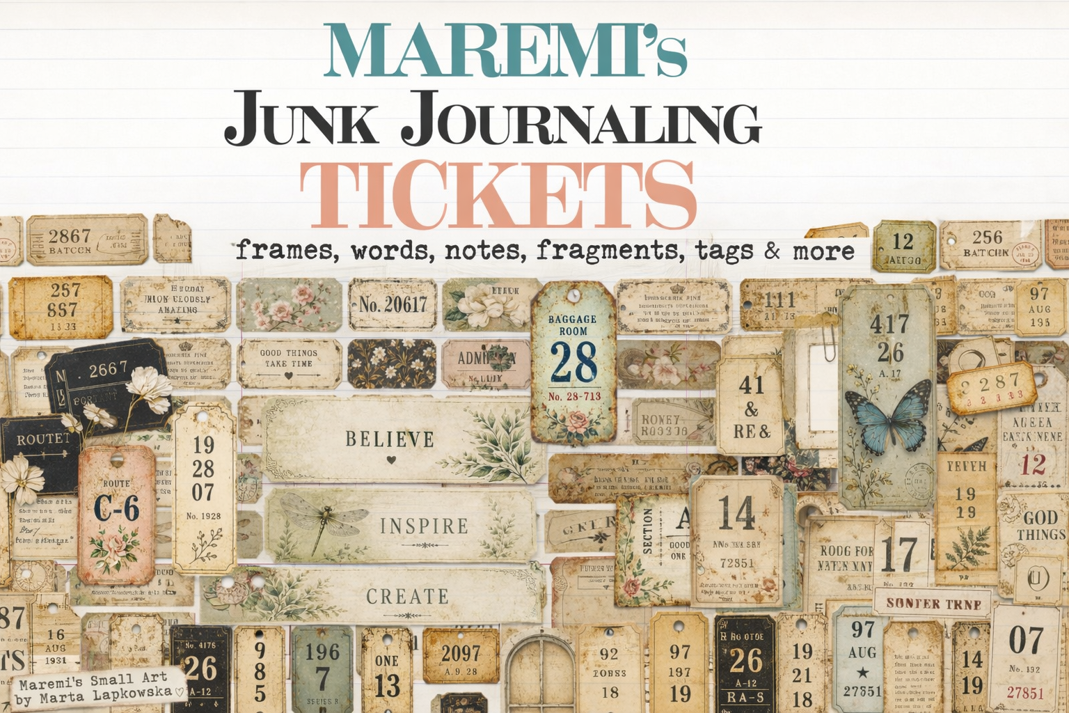 MAREMI'S SMALL ART BOOK BY MARTA LAPKOWSKA  JUNK JORNALING TICKETS.