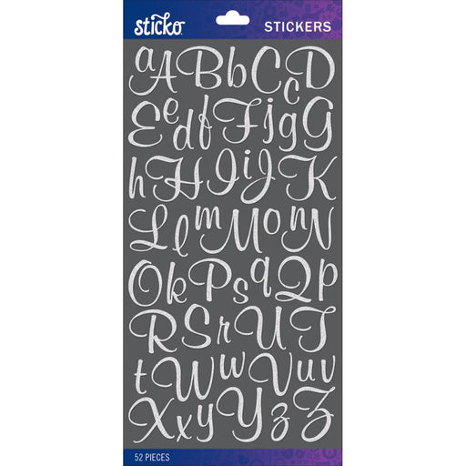 STICKO STICKERS ALPHABET WHITE GLITTER SCRIPT SMALL - 52-90109