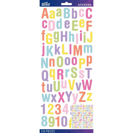 STICKO STICKERS ALPHABET PASTEL ROUNDED GLITTER - 52-90255