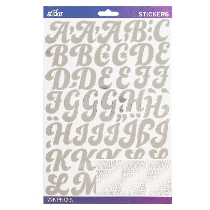 STICKO STICKERS ALPHABET SILVER FOIL FUNKI DORI LARGE - 52-90265