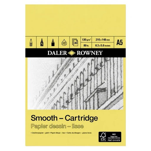 DALER ROWNEY SMOOTH CARTRIDGE PAD A5 130GSM 30 SHEETS - D403010500