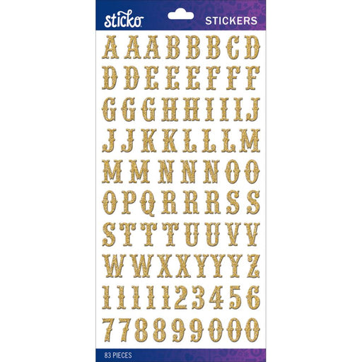 STICKO STICKERS ALPHABET GOLD GLTTER - 52-90140