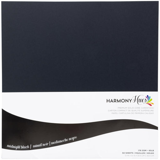 HARMONY HUES 12 X 12 CARDSTOCK MIDNIGHT BLACK PKT 50 176GSM  -H27410