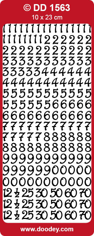 CRAFT STICKER MEDIUM CURVED NUMBERS BLACK - DD1563B