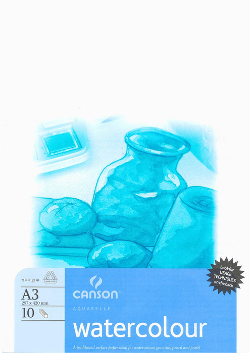 CANSON  WATERCOLOUR PAPER A3 PACK 10 - C100683464