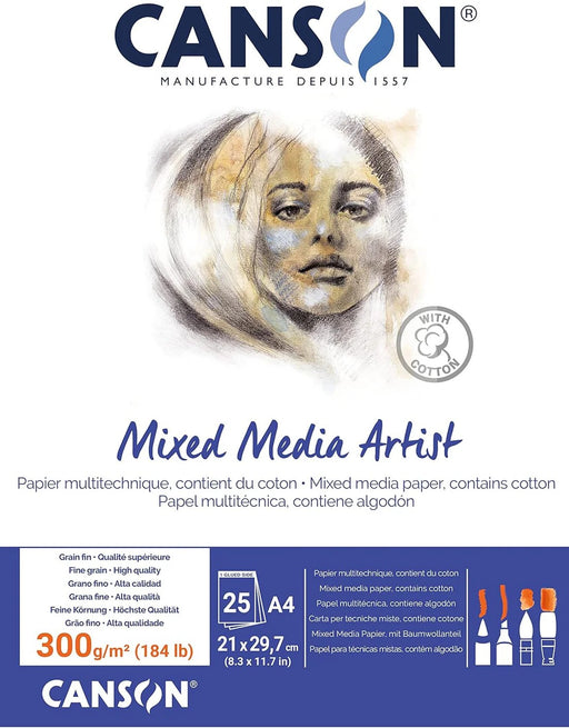 ARTIST 300GSM CANSON MIXED MEDIA FINE GRAIN  PAD A4- C31415P004