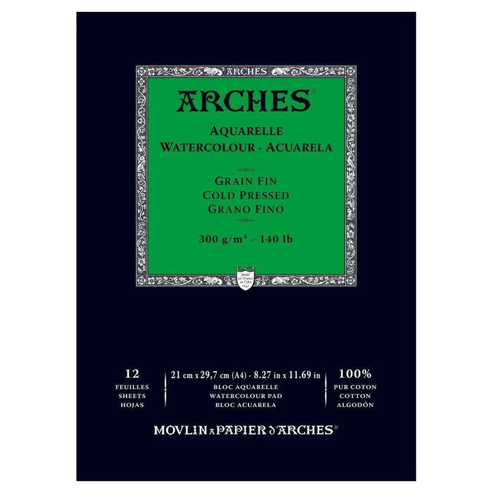 ARCHES 100% COTTON WATERCOLOUR PAD 300GSM COLD PRESS A4 SHEETS - A1795091