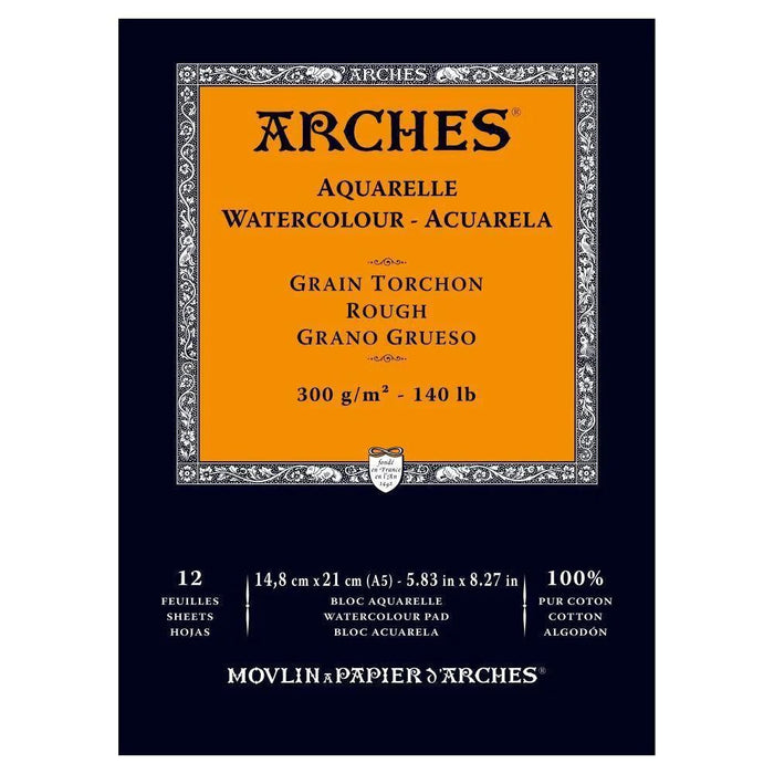 ARCHES 100% COTTON WATERCOLOUR PAD 300GSM ROUGH A5 SHEETS - A1795100