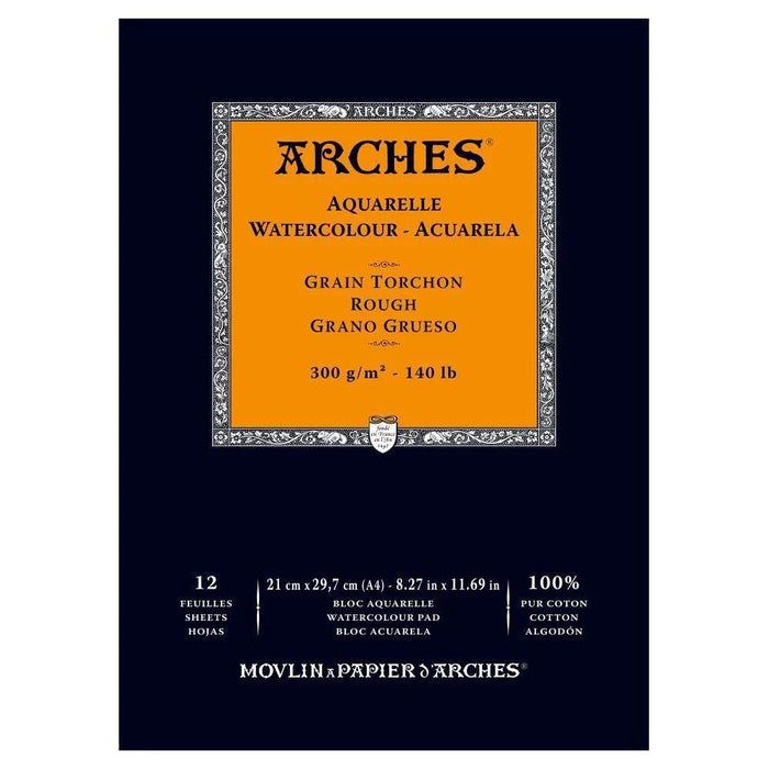 ARCHES 100% COTTON WATERCOLOUR PAD 300GSM ROUGH A4 SHEETS - A1795101