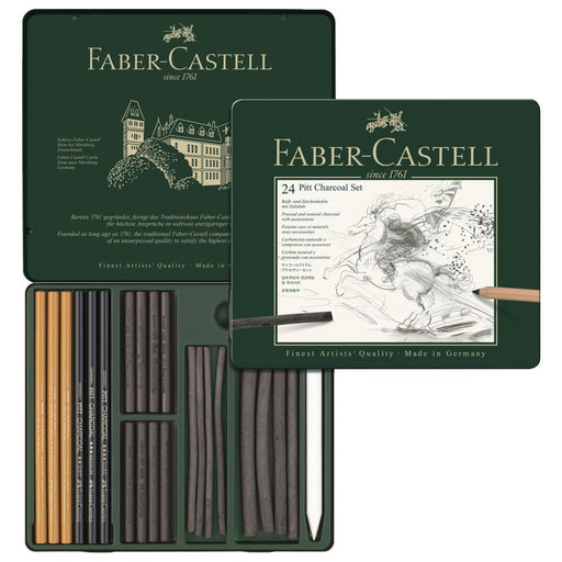 FABER - CASTELL  MIXED MEDIA SET CHARCOAL 24 TIN - 18-112978