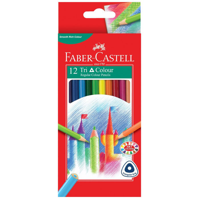 FABER - CASTELL   TRIANGULAR COLOUR PENCILS PKT 12- 16-115853