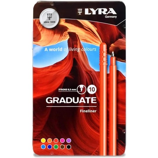 LYRA GRADUATE FINELINER METAL TIN SET 10PCS GRADUATE FINELINER METAL TIN SET 10PCS - L6771100