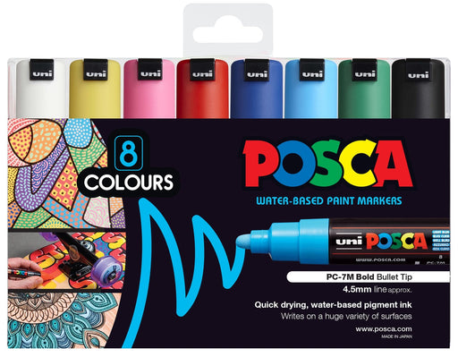 POSCA COLORING PEN BULLET SHAPED PK 8 - PC5M8A