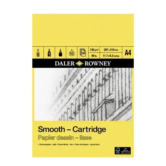 DALER ROWNEY SMOOTH CARTRIDGE PAD A4 130GSM 30 SHEETS - D403010400