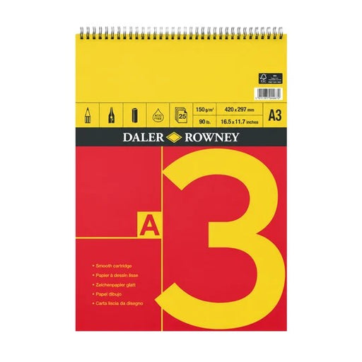 DALER ROWNEY RED & YELLOW ALBUM SKETCH PAD A3 150GSM 25 SHEETS - D405010300