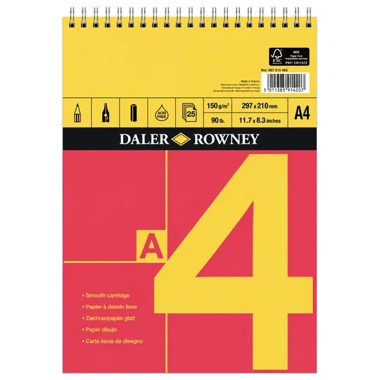 DALER ROWNEY RED & YELLOW ALBUM SKETCH PAD A4 150GSM 25 SHEETS - D405010400