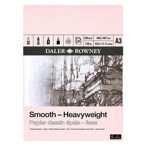 DALER ROWNEY SMOOTH HEAVYWEIGHT PAD A3 220GSM 25 SHEETS - D403040300