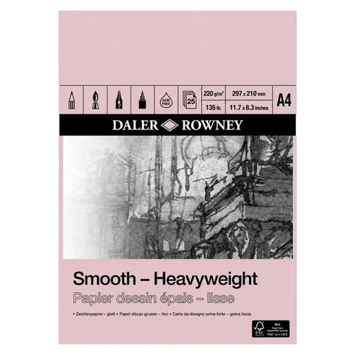 DALER ROWNEY SMOOTH HEAVYWEIGHT PAD A4 220GSM 25 SHEETS - D403040400