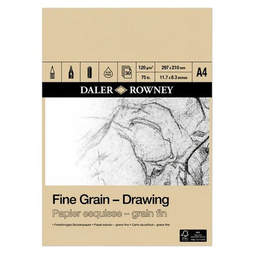 DALER ROWNEY FINE GRAIN DRAWING PAD A4 120GSM 30 SHEETS - D437035400