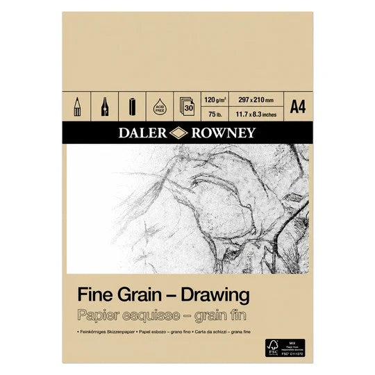 DALER ROWNEY FINE GRAIN DRAWING PAD A4 120GSM 30 SHEETS - D437035400