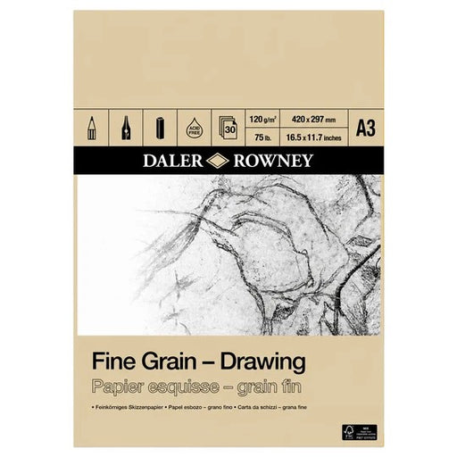 DALER ROWNEY FINE GRAIN DRAWING PAD A3 120GSM 30 SHEETS - D437035300