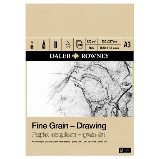 DALER ROWNEY FINE GRAIN DRAWING PAD A3 120GSM 30 SHEETS - D437035300