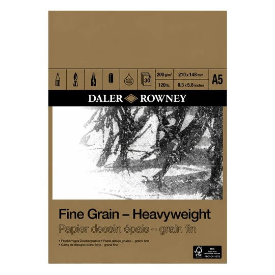 DALER ROWNEY FINE GRAIN HEAVYWEIGHT PAD A5 200GSM 30 SHEETS - D437033500