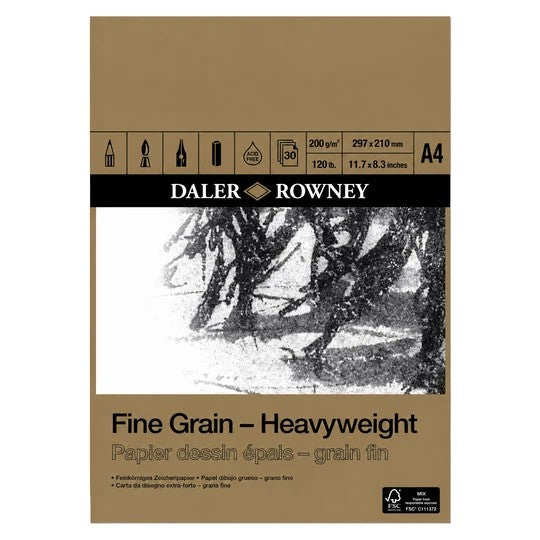 DALER ROWNEY FINE GRAIN HEAVYWEIGHT PAD A4 200GSM 30 SHEETS - D437033400