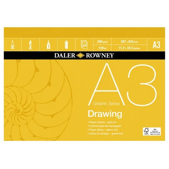 DALER ROWNEY GRAPHIC SERIES DRAWING PAD A3 200GSM 20 SHEETS - D435520300